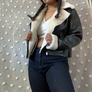 Sherpa Lined Leather Jacket